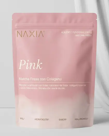 Bolsa de Naxia Pink, matcha de fresa con colágeno, 350 g